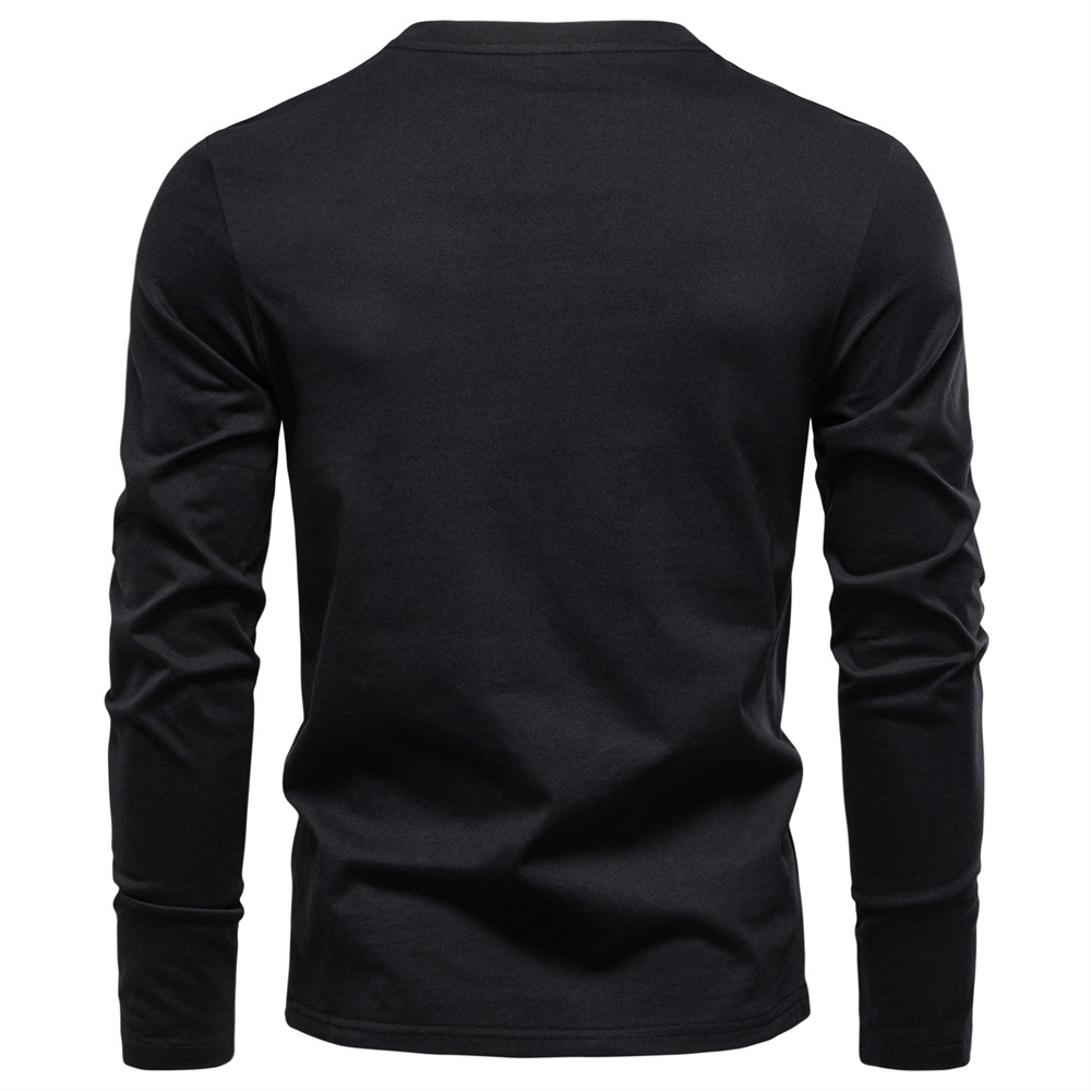 Men's Fall 2025 Casual V-Neck Long Sleeve T-Shirt Slim Fit 100% Cotton Basic TopEuropean size: S-2XL