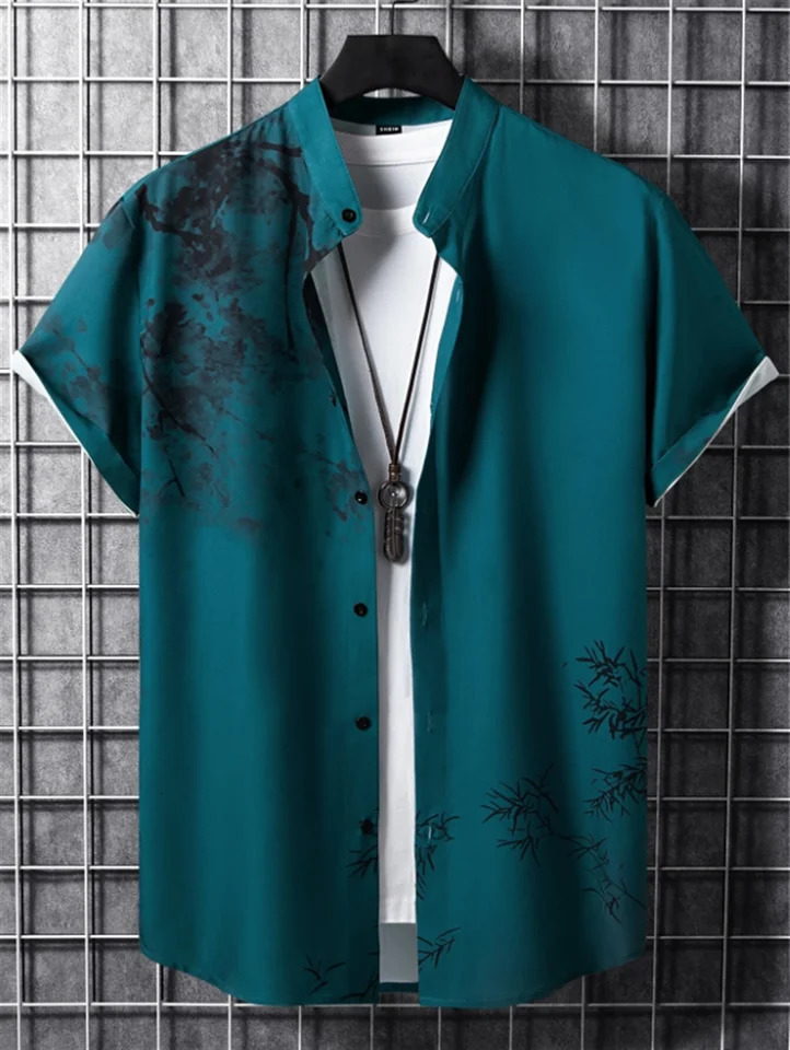 Mens plantbased shirt printed with highdefinition patterns soft and comfortable fabric mens clothing 250804