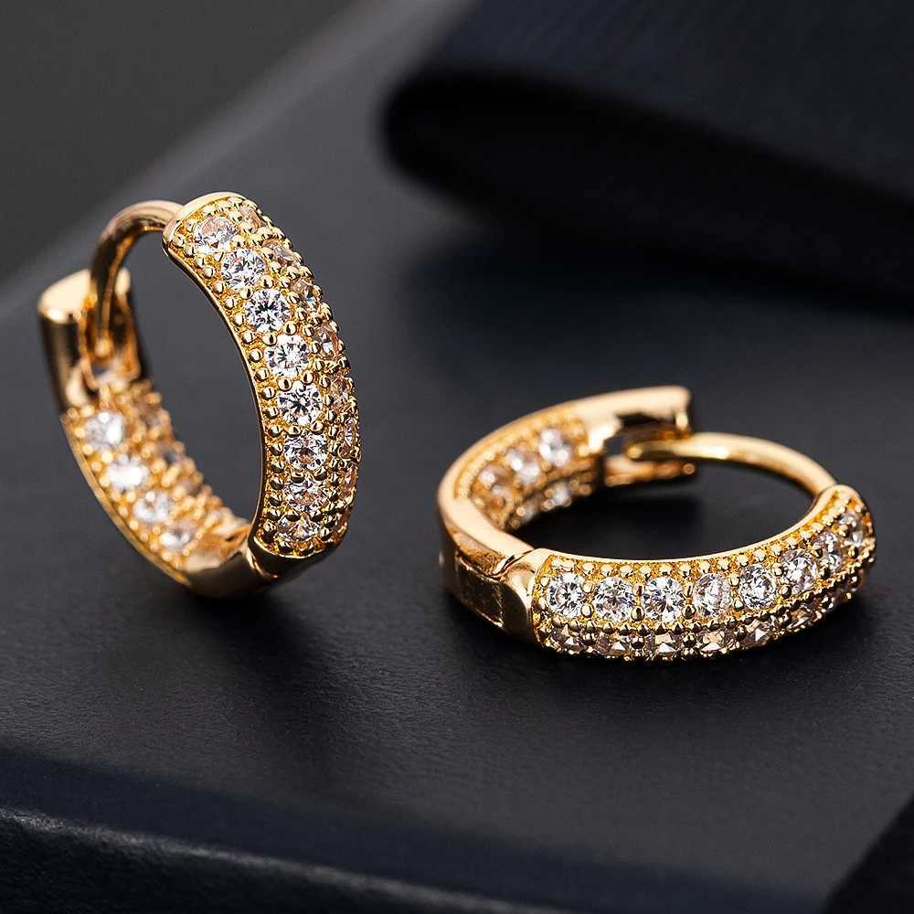 Hot Sale Small Circle Hoop Earrings For Women Rose Gold CZ Zirconia Round Ear Piercing Jewelry Gifts Earrings Jewelry XJ250814