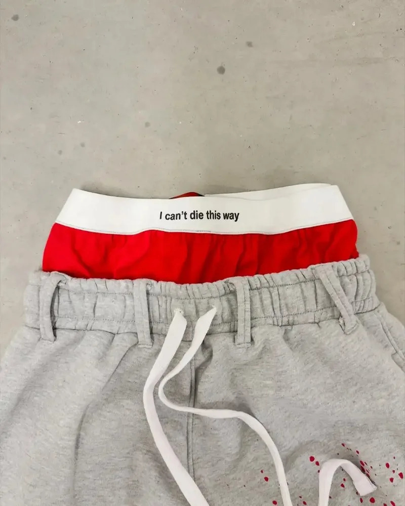 Harajuku Street Dirty style Fashion Double Waist Pants Men Women High waisted Jogger Drawstring Sweatpants Loose Cargo Trousers 250813