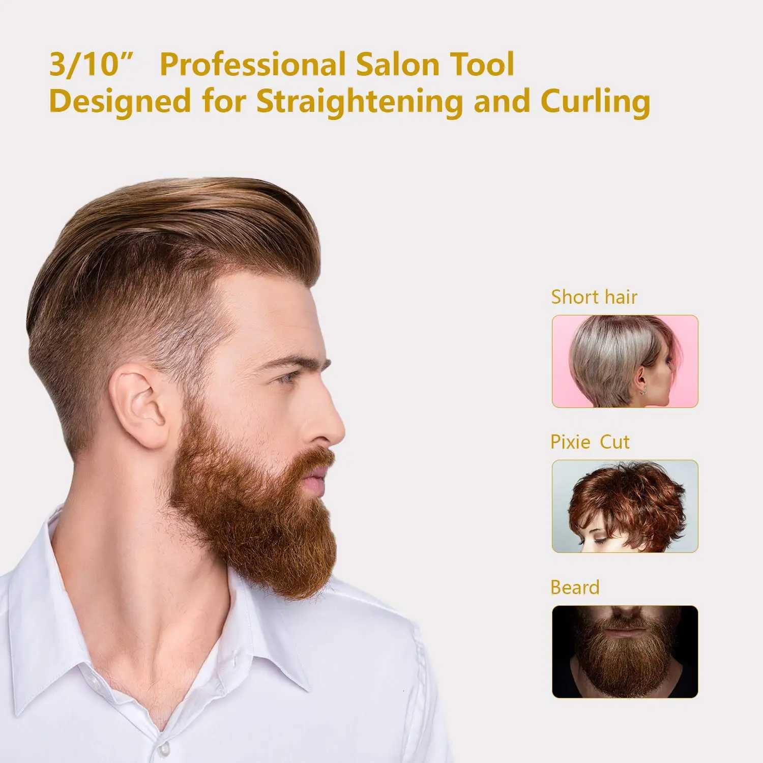 KIPOZI Titanium MINI Hair Straightener Short Hair Pixie Cut Titanium Dual Voltage Flat Hair Iron Thin Pencil Beard Straightener W250814