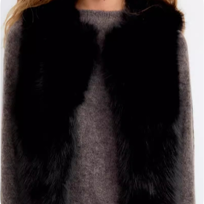 Imitation fox fur, cashmere fur, integrated warm standing collar, fur vest/coat short