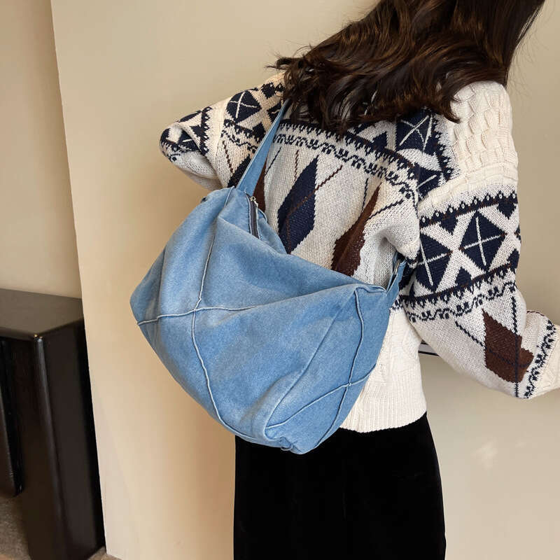 New Korean Lazy Style Bags Designer Women Denim Elegant Large Capacity Shoulder Pillow Women's Commuting Crossbody Bag