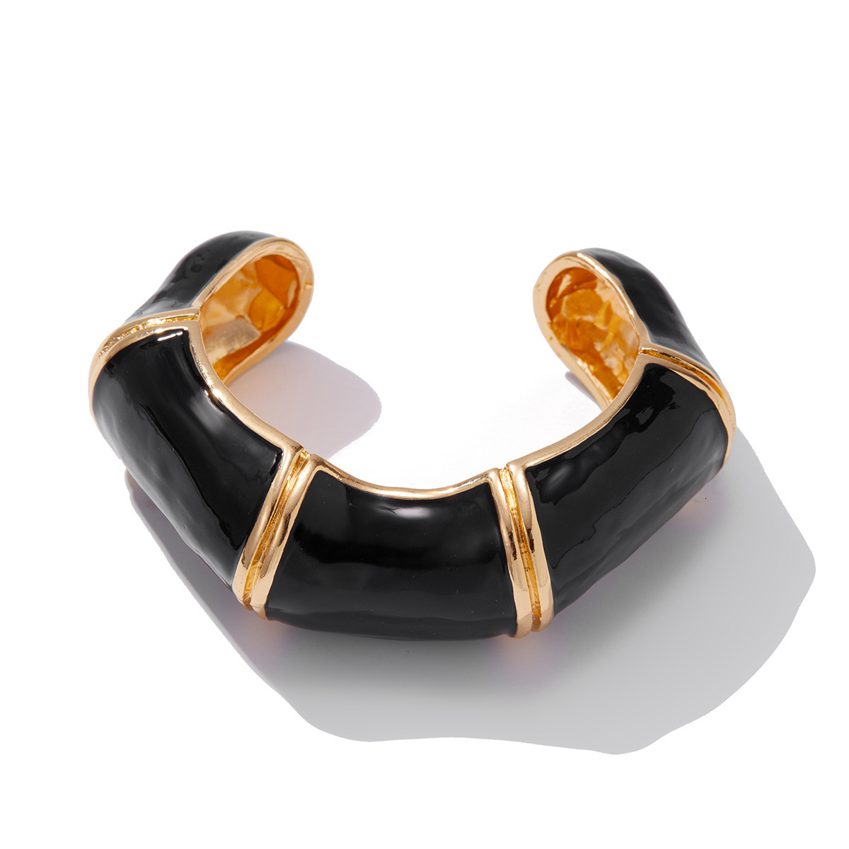 Jewelry Enamel Drip Oil Open Light Wave Bamboo Section Layered Alloy Bracelet for Women ddmymoon
