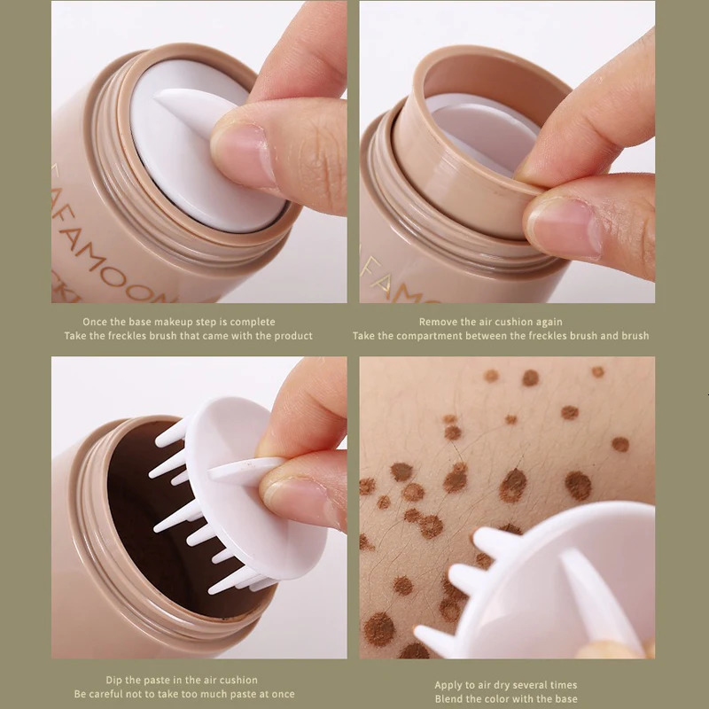 Gold Brown Natural Freckles Stamp Air Cushion Kit Simulation Fake Spot Freckle Liquid Powder Waterproof Long Lasting Makeup 250813