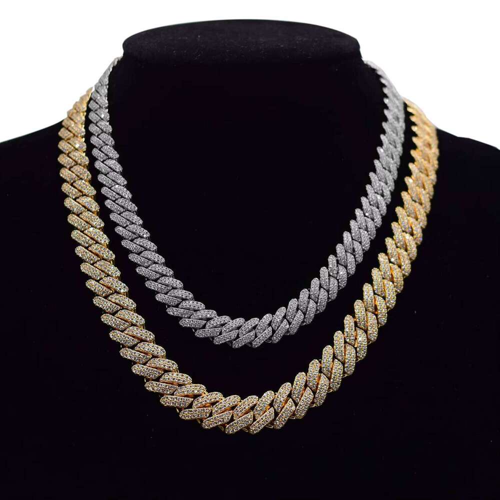 Iced Out Men's Jewelry Necklace Hui Shi Hip Hop Zircon Brass Gold Plated Cuban Link Chain