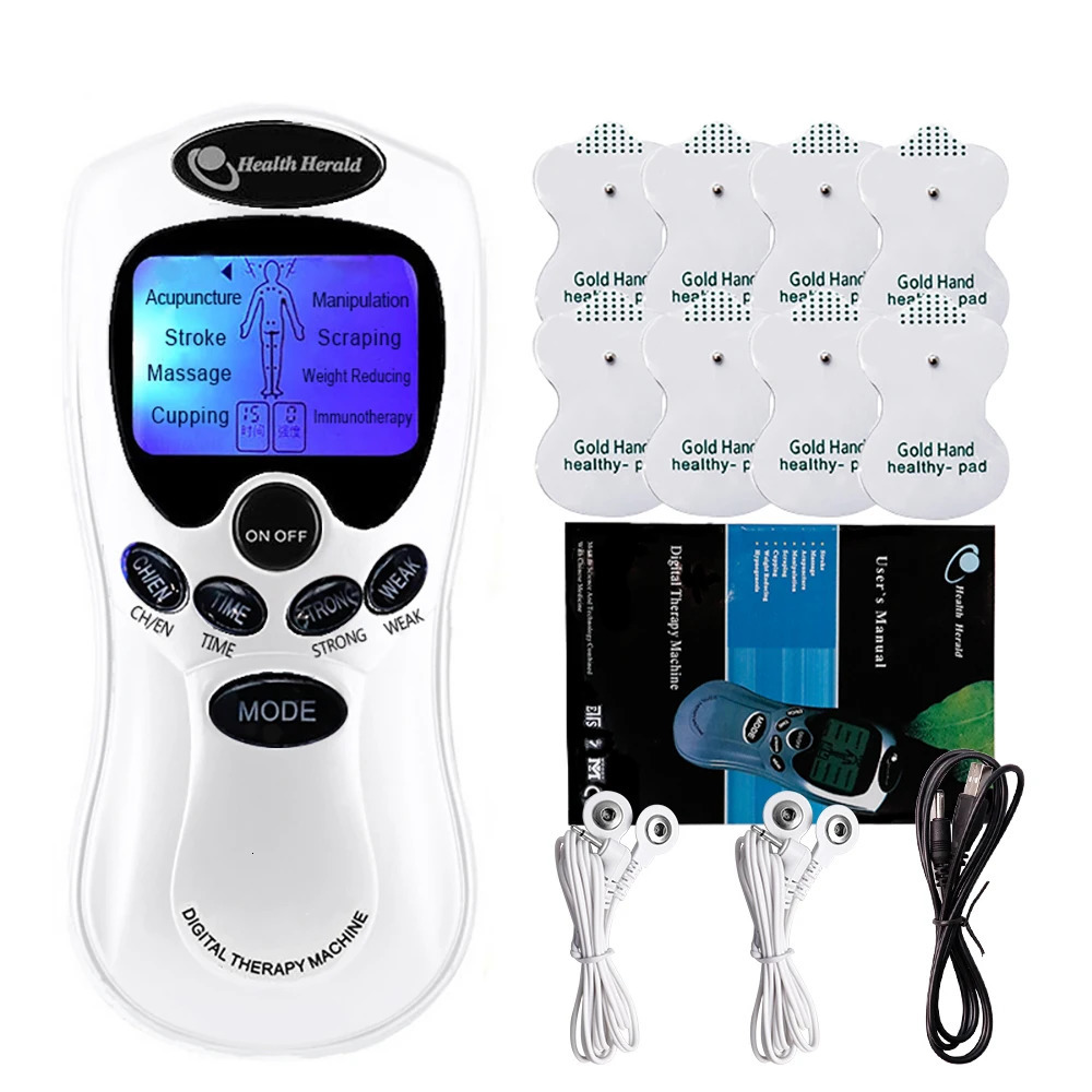 Electric Dual Output Tens Massage Machine Electrical EMS Muscle Stimulator Full Body Pulse Massager Acupuncture Health Care 250812