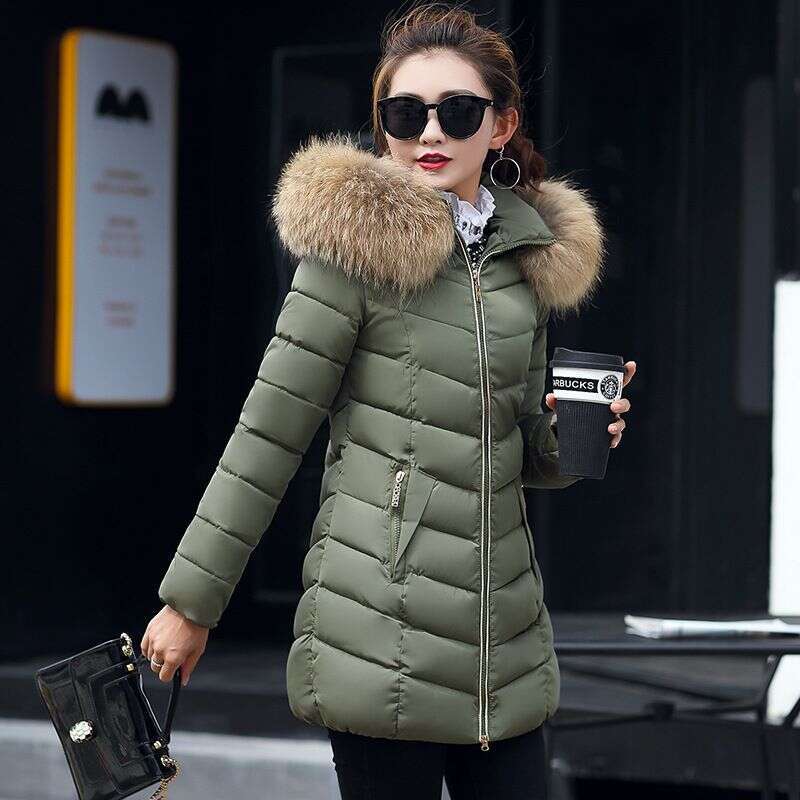 Winter Fashion New Women's Slim Down Cotton Jacket Windproof Commuting Hooded Parkas