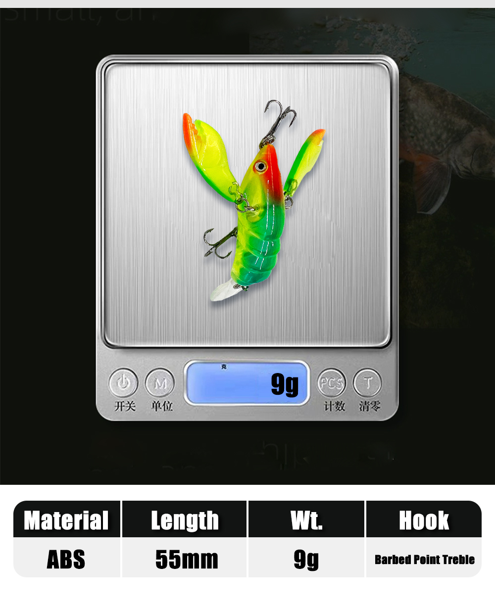 Seasky Crazy Crawfish Lobster Shrimp ABS Freshwater Fishing Lure with Dual Claws