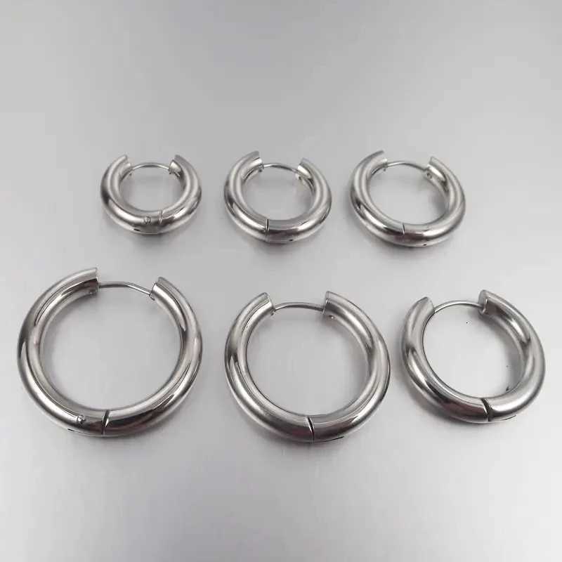 2 Pieces 4mm Thick Stainless Steel Earrings Cute Big Round Circle Earrings Hoop Earrings Huggie Jewelry for Men and Women Gift XJ250814