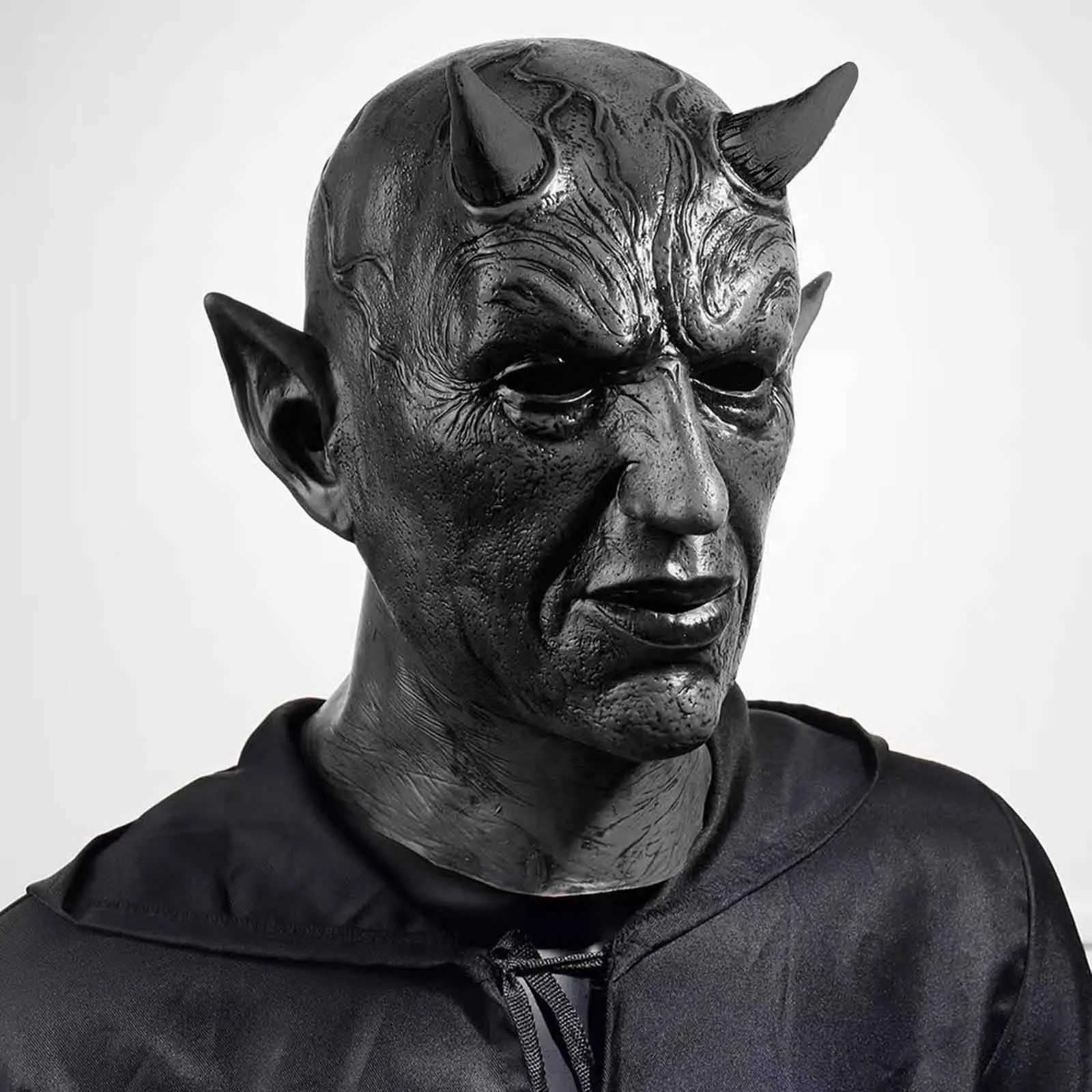 Halloween Horror Mask Magic Horns Adult Zombie Monster Vampire Role Playing Demon Scary Fear Party Game Props Y250814