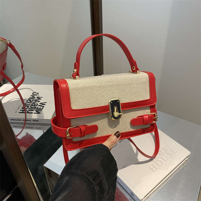 Trendy contrast color stylish ins hand held single shoulder crossbody popular this year 2024 new summer women's small square bag