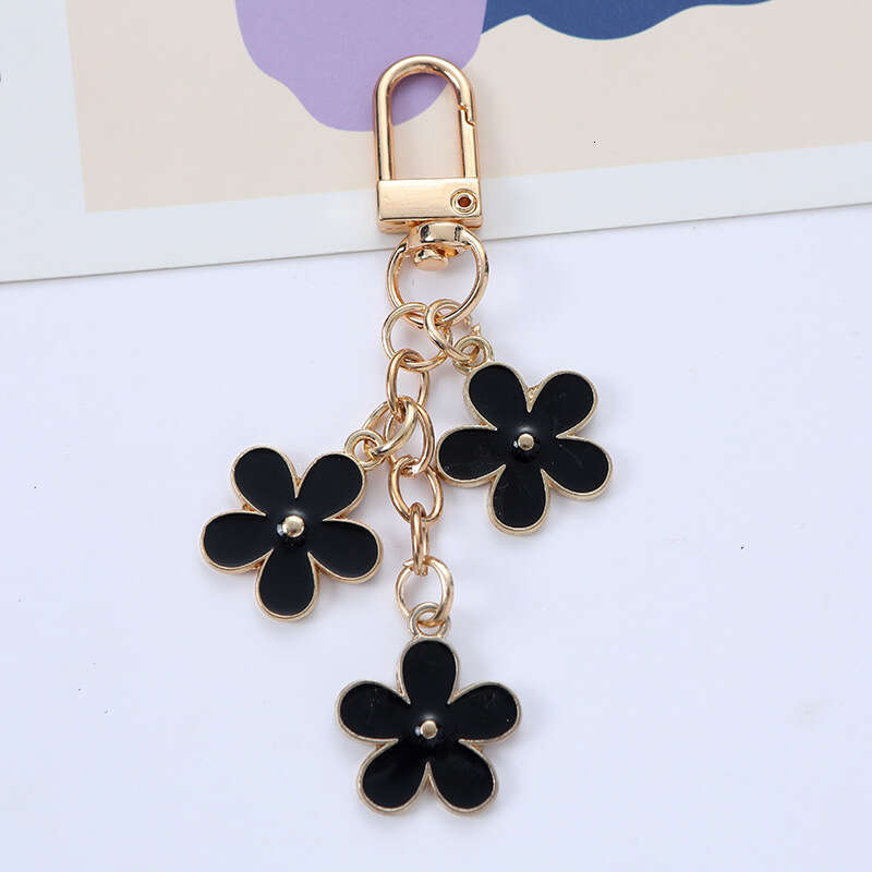New Ins Colorful Keychain Pendant Creative DIY Alloy Double-Sided Small Flower Earphone Case Bag Decoration