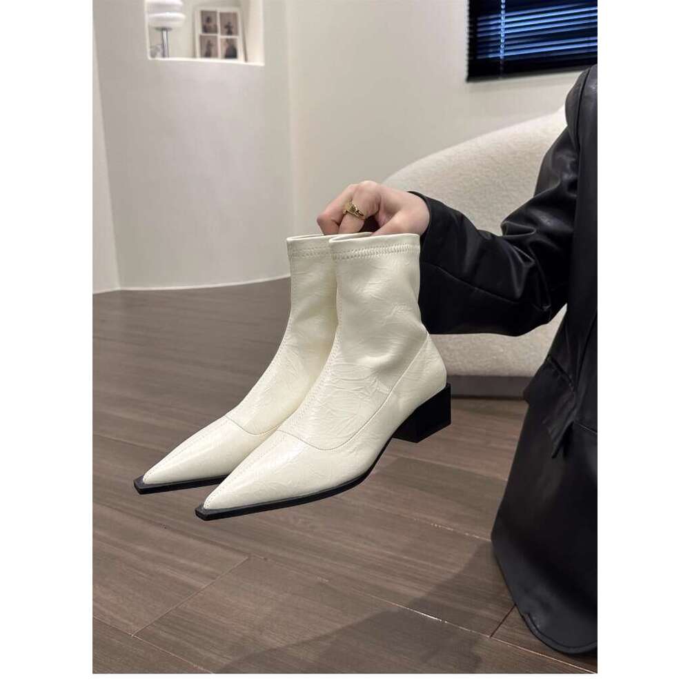 Pointed Toe Short for Women New 2025 Autumn Winter Women's Fashion Chunky Heel Slim Niche Design Single Boots