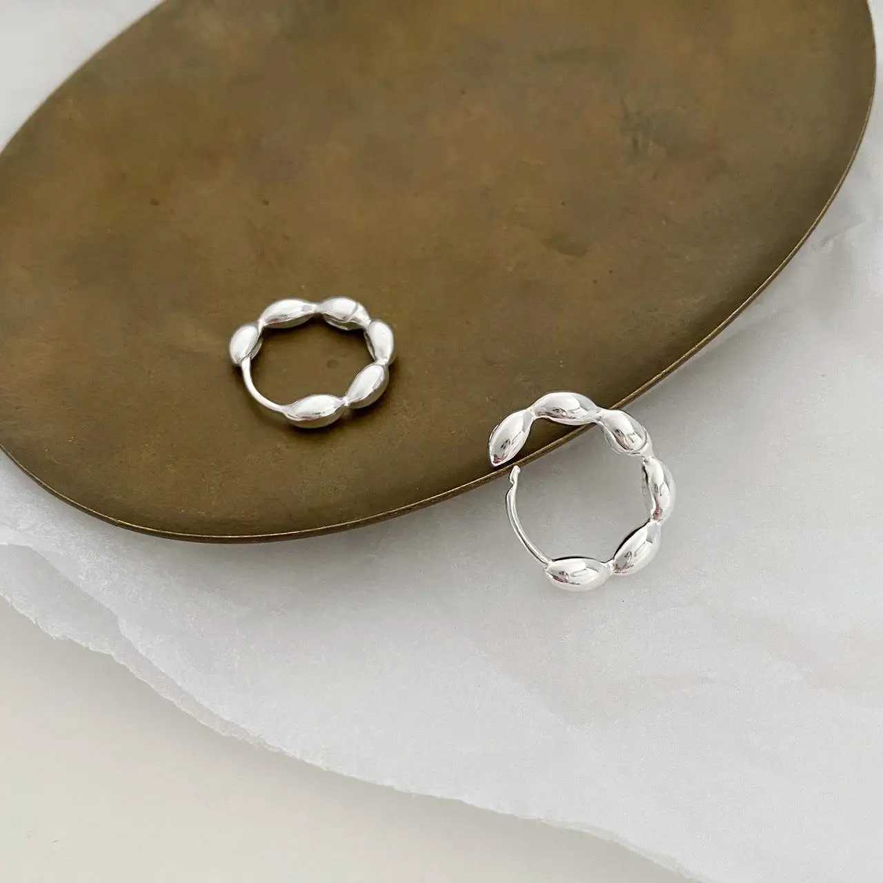 925 Sterling Silver Olive Branch Hoop Earrings Simple Temperament Inlaid for Women Wedding Jewelry Accessories XJ250814
