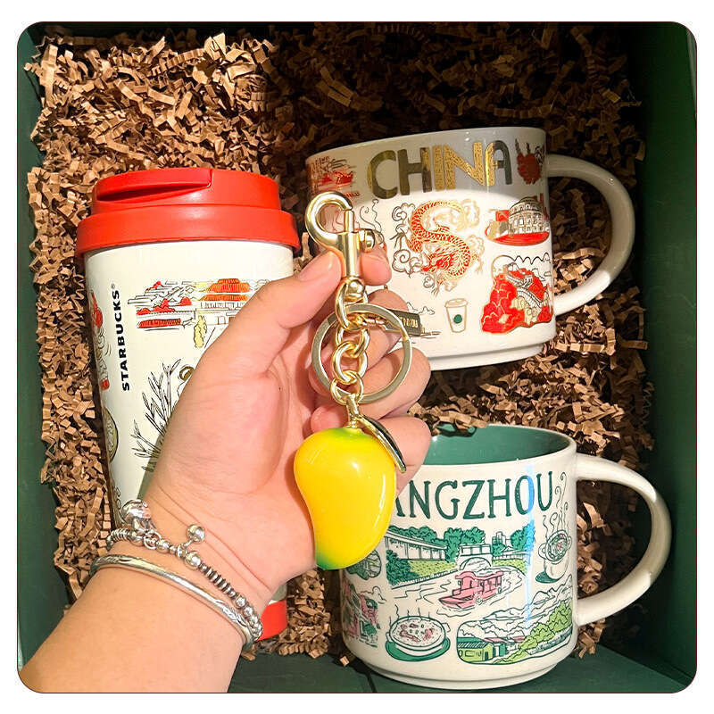 Ins Super Popular Keychain C Brand Women's Bag Accessories Mango Fruit Car Key Pendant Valentine's Day Gift