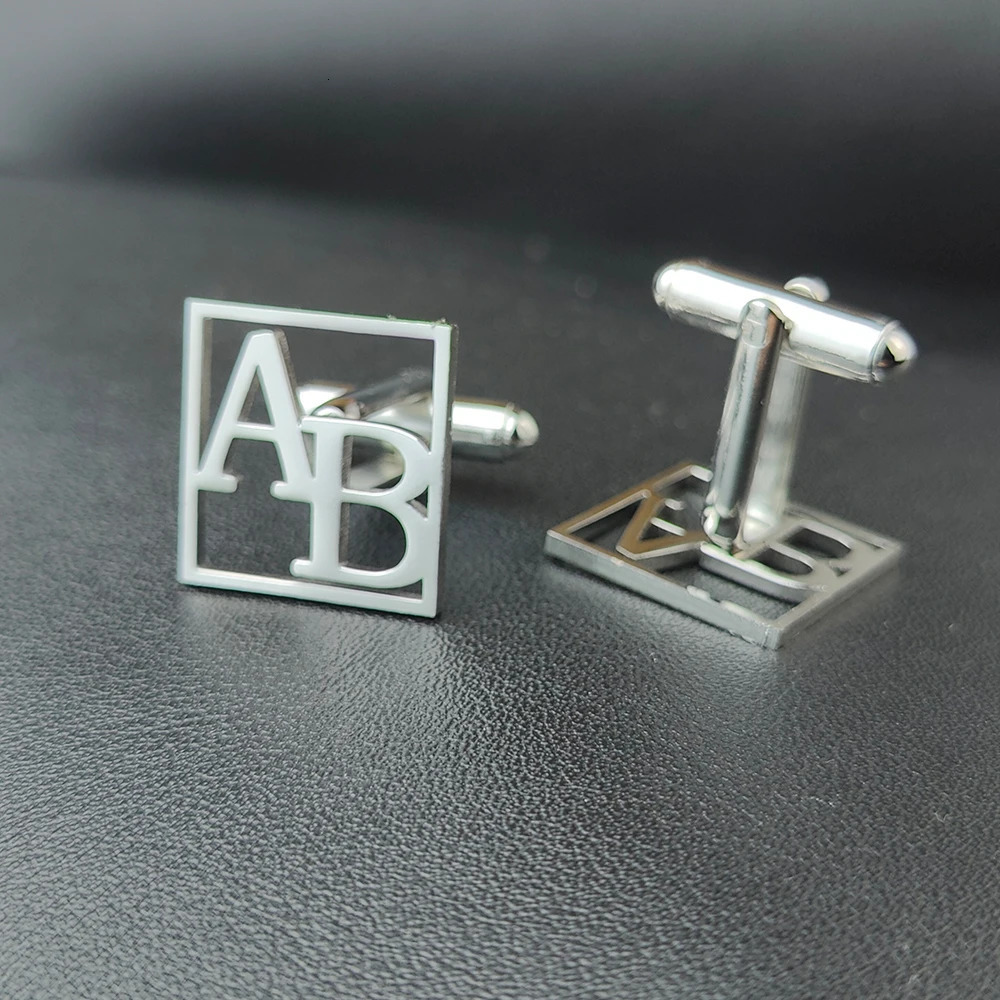 Personalized Letter Name Cufflinks Mens Jewelry Gifts Customize Names Cuff links Buttons Initials Letters Wedding Cufflink Groom 250812