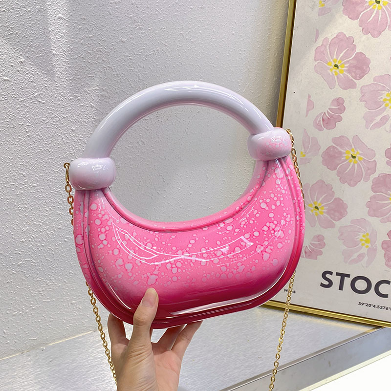 Chic Acrylic Evening Clutch - Modern Crescent Shape for Stylish Occasions