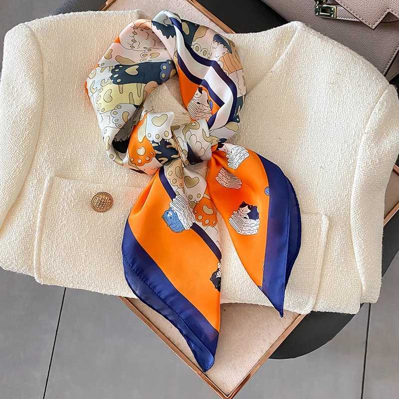 2024 Horse Print Silk Neck Scarf Female Square Hair Scarves Foulard Headband Shawls Wraps Neckerchief Bandana Women Z2508014