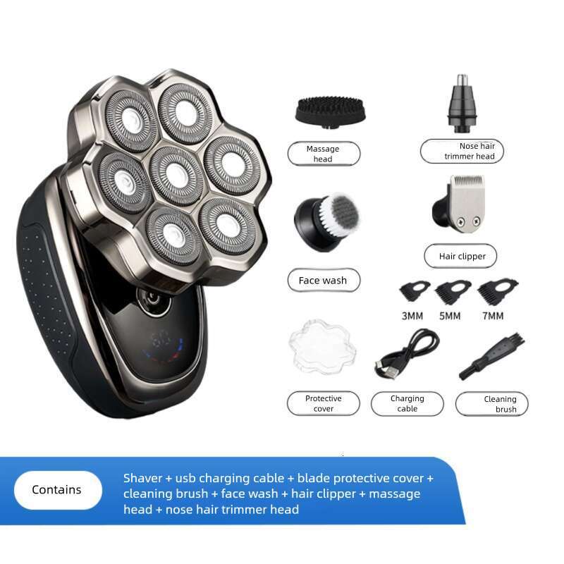 Electric high-power ultra-clean rechargeable whole body washable men's bald shaver