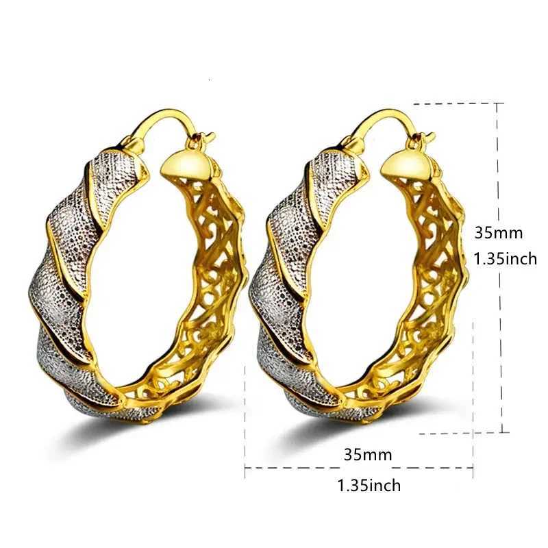 Shine Gold Color Women Earrings Fashion Die Cast Twisted Pattern Hoop Earrings for Women Engagement Wedding Jewelry Gift XJ250814
