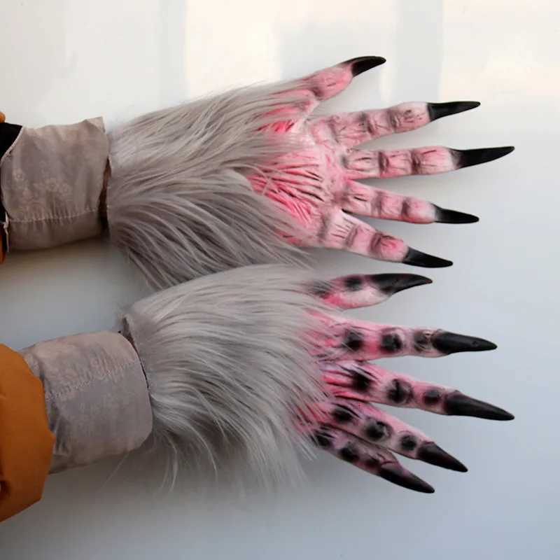 Halloween Wolf Gloves Werewolf Costume Christmas Fingernails Adult Monster Hands Paws Claw for Props Cosplay Party Easter Y250814