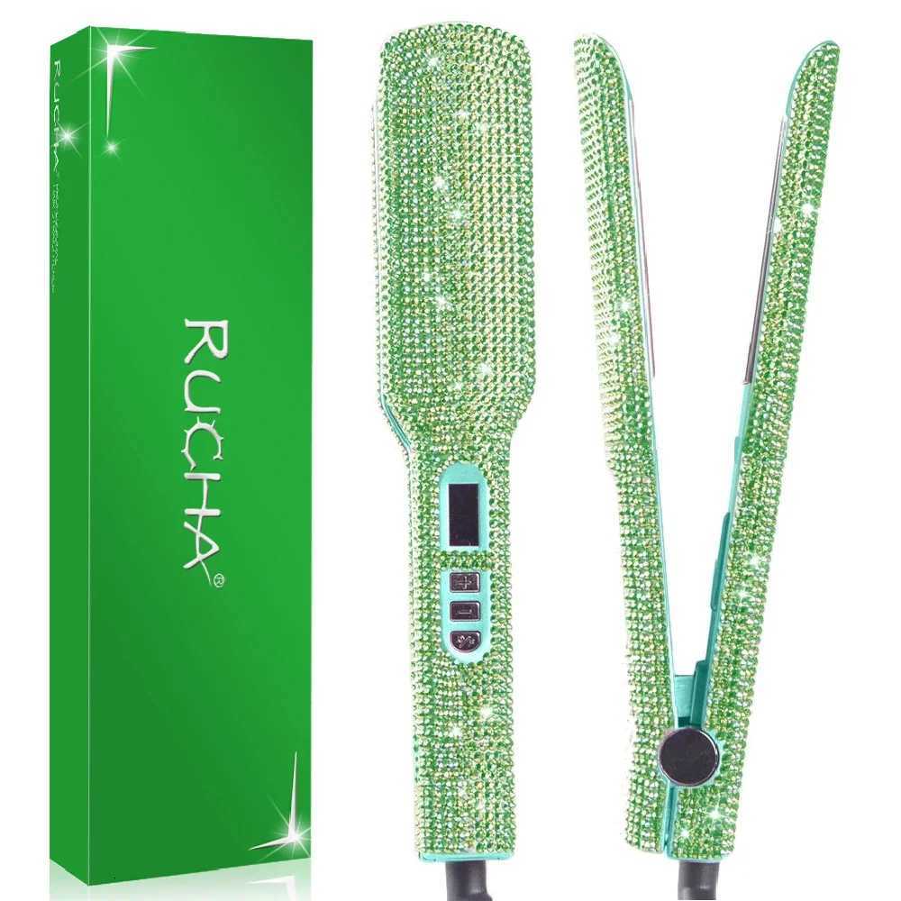 Rhinestone Flat Iron Titanium Hair Straightener Dual Voltage Iron Professional Hair Tools LCD Display 2 Inch Plate Irons W250814