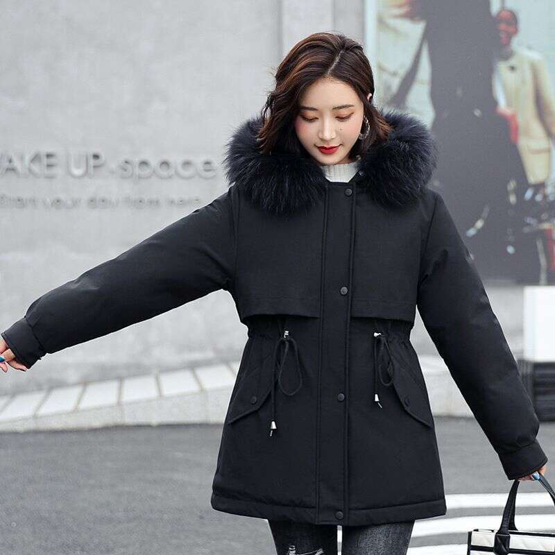 Winter Jacket Coat Women Parkas Winter Clothes Fur Lining Hooded Mid Long Thicke Warm Cotton Padded Jacket Female Outwear