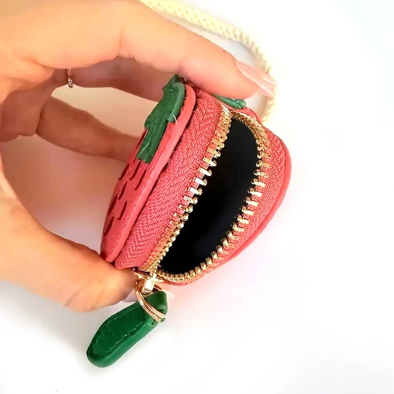 Strawberry Cherry Lemon Coin Purse Korean Style Cute PU Leather Fruit Shape Bag Pendant Keychain Ornaments Mini Storage Bag 250813