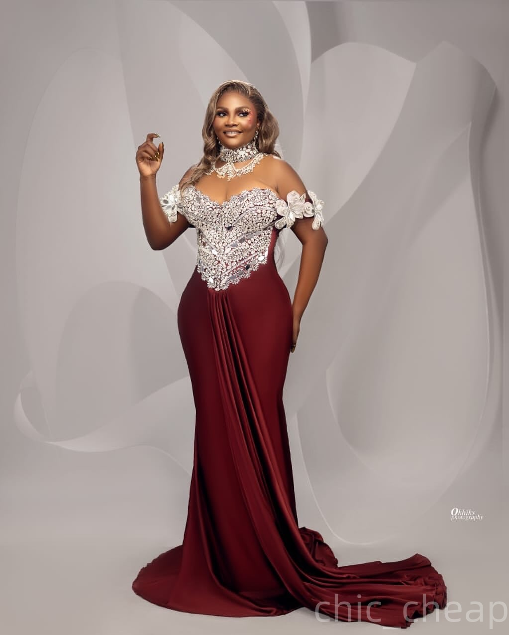 Burgundy Mermaid Prom Dresses 2025 High Neck Beaded Crystals Satin Evening Formal Party Second Birthday Engagement Gowns Plus Size Dress For Special O