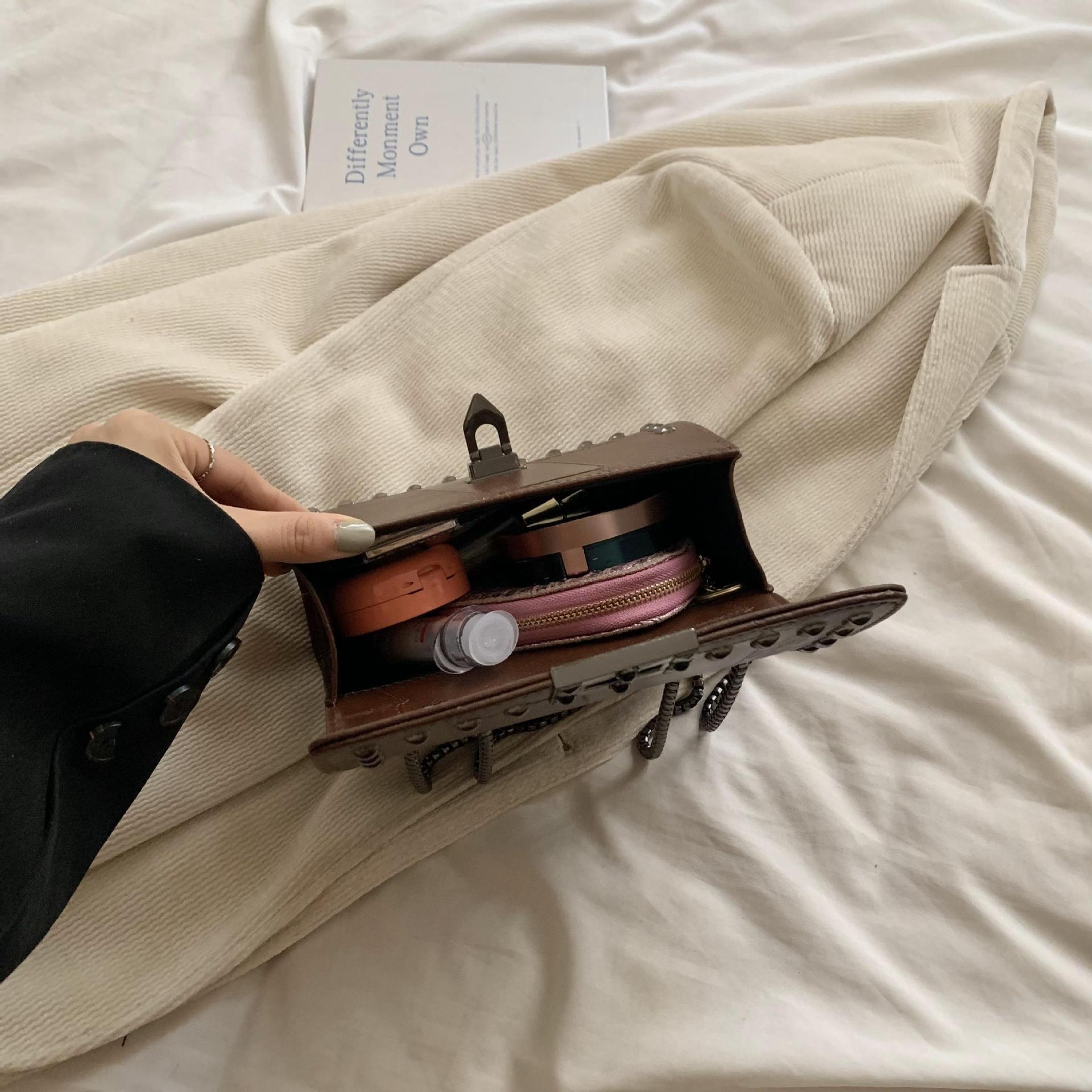 Luxury Brand Designer Bag Single Shoulder Bag Chain Rivet Lock Casual Versatile Underarm Bag Simple Texture Commuter Motorcycle Style Bag For Women