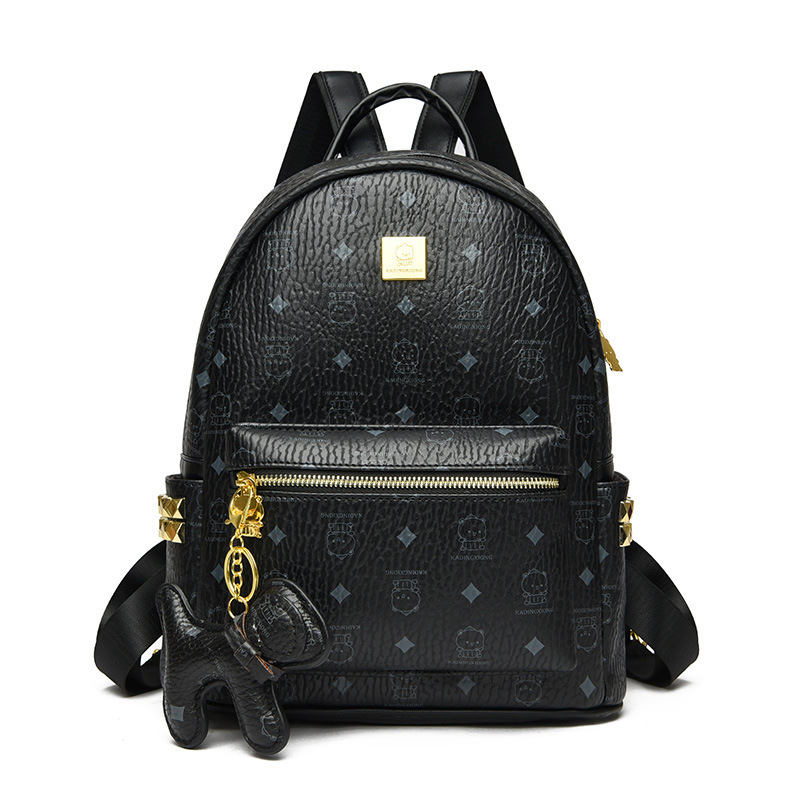 Designer Luxury Bear Men's And Women's Backpacks, Fashionable PU Retro Classic Printed Backpacks, Multi-purpose Girls' Backpacks