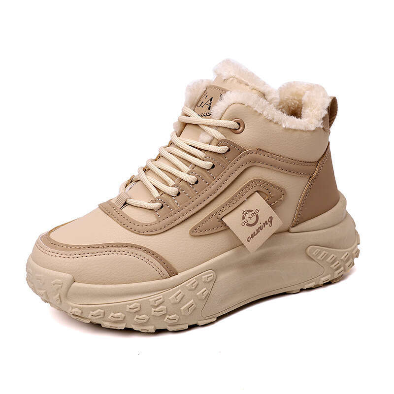 Women's Fleece Lined Thickened Cotton 2025 Winter New Sports Dad Thick Sole Warm High-top Shoes HX-Q039