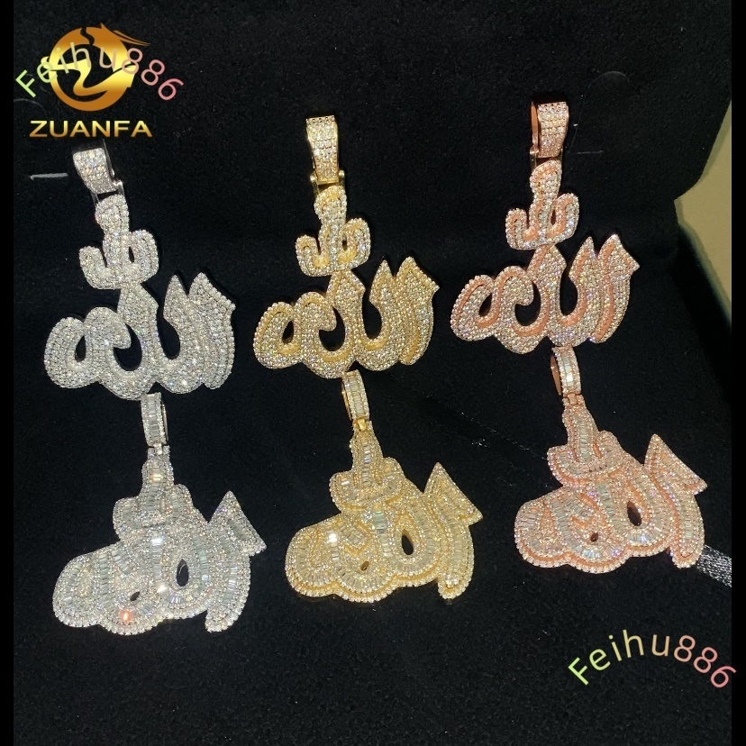 Pass Diamond Tester Custom Hip Hop Moissanite Charms Diamond Jewelry Ice Out 925 Silver VVS Moissanite Fine Allah Pendant