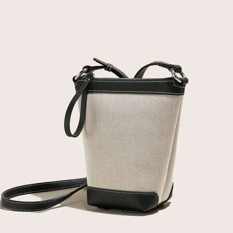 City Bag 2024 Genuine Leather Canvas Crossbody Women's Bucket Autumn Winter Ladies Designer Brand Lightweight Small Bag
