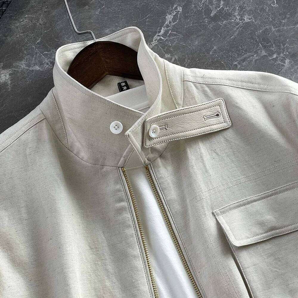 Designer Clothing 2025 Men's Bomber Jacket Cotton And Linen Blend Light Tops 2025 Summer Old Money Style Natural Casual Business Outerwear