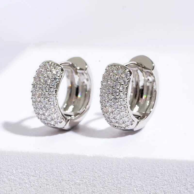 Luxury Zirconia Pave Hoop Earrings Women Men Unisex Huggies Earrings Hip Hop Party Jewelry Bridal Wedding Accessories Gift XJ250814