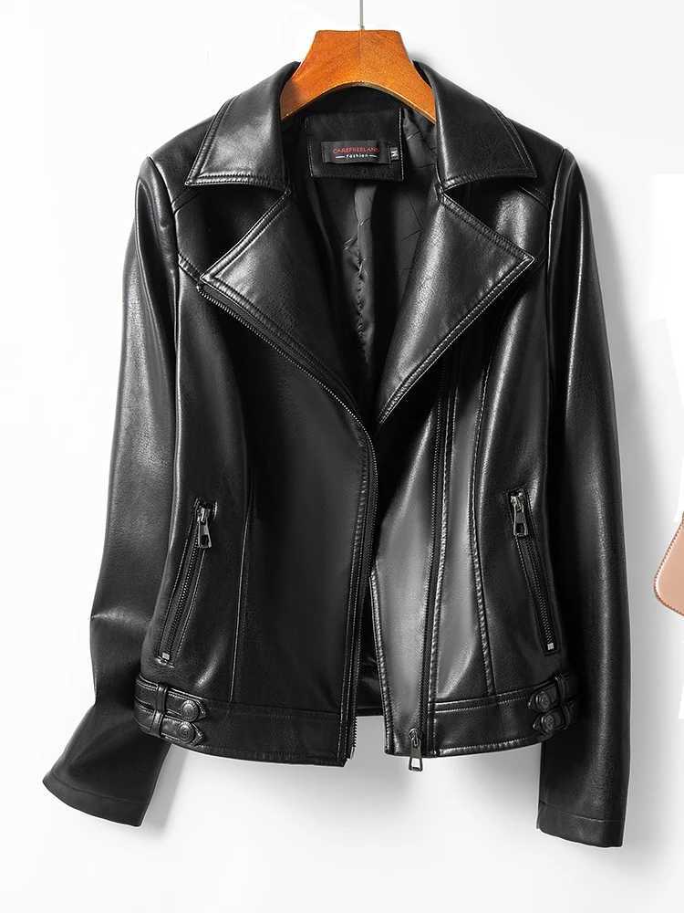 Spring and Autumn New Genuine Leather Clothes Womens Short Slim Fit Fashionable Korean Style Large Size Leather Jacket Small M250729