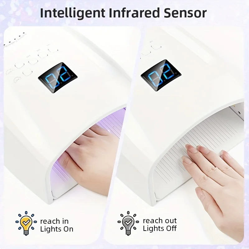 Rechargeable UV LED Nail Lamp 66W Lamp for Manicure with LCD Screen 4 Timer Settings Nail Art Manicure Tools for Home and Salon 250807