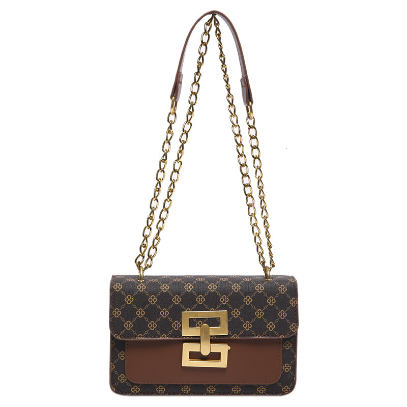 Luxury Brand Designer Bag Vintage Print Lock Buckle Simple Versatile Crossbody Bag Fashion Chain Casual Texture Commuter Crossbody Bag
