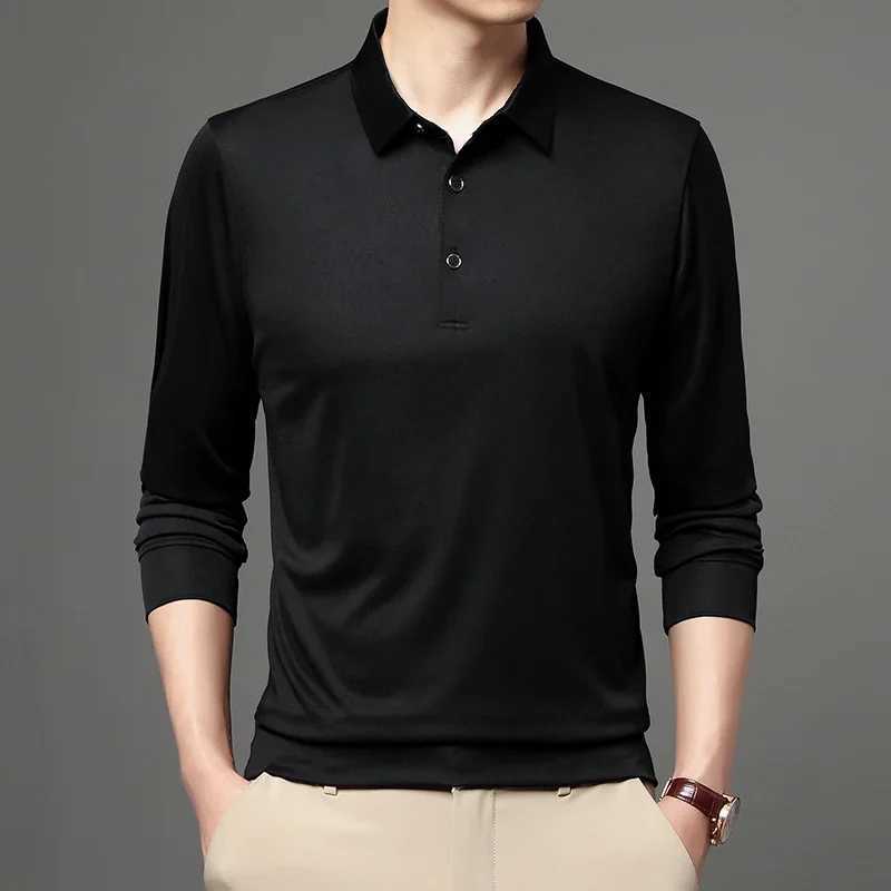 Spring and Autumn Long Sleeve Polo Shirt Polo Collar Solid Mens Long Sleeve T-shirt XJ250804
