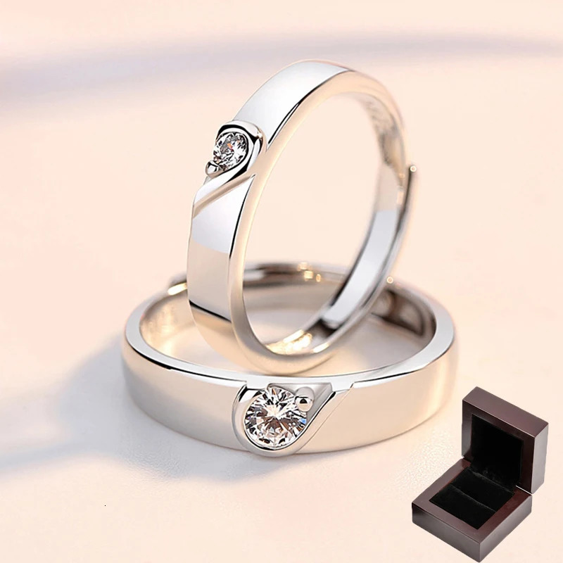 2PCS Sterling Silver Matching Bands Eternal Love Couples Rings Trendy Lady Wedding Proposal Birthday And Valentines Day Gift 250811