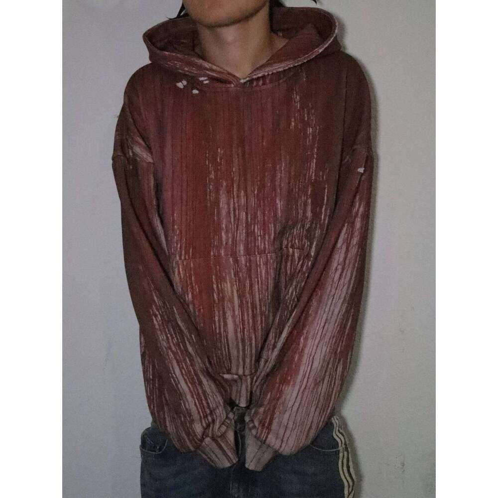 Gothic Blood Colour Terror Grunge Hoodie For Men Y2k Retro Hip Hop Cotton Pullover Streetwear Sweatshirt Oversized Mens Clothing