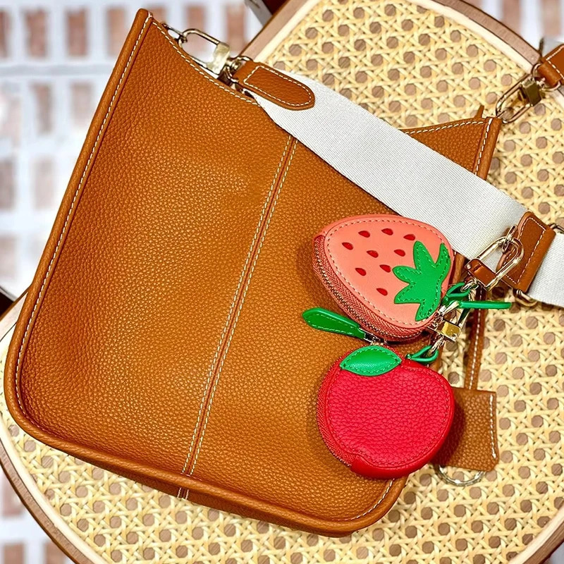 Strawberry Cherry Lemon Coin Purse Korean Style Cute PU Leather Fruit Shape Bag Pendant Keychain Ornaments Mini Storage Bag 250813
