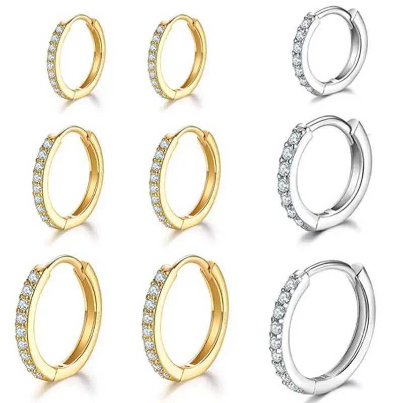 925 Sterling Silver Gold Plated Small Zirconia Huggie Hoop Earrings For Women Girls Gift Wedding Engagement Party Ear Buckle XJ250814