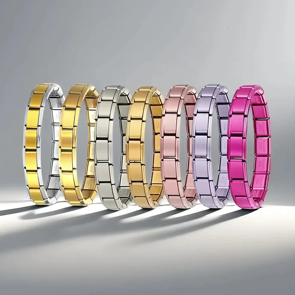 Fashion Stainless Steel Elastic Italian Links Charm Bracelet 9mm Width Simple n Bangle For Men Women DIY Making Jewelry 250812