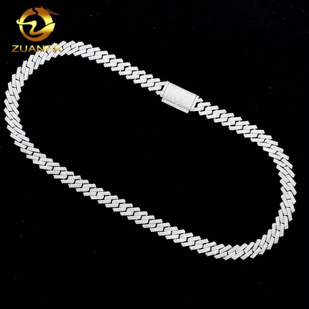 Hot Selling Ready to Ship Pass Diamond Tester Hip Hop Jewelry 10mm VVS Moissanite Cuban Link Chain 925 Silver Iced Out Necklace