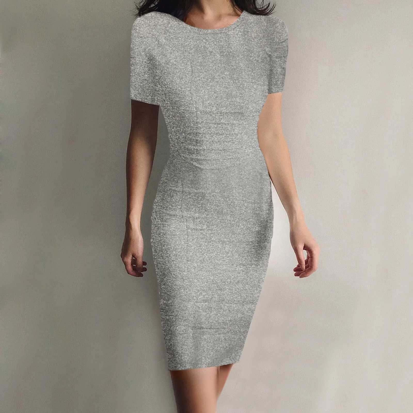 2025 Sexy Womens Short Slim Fit Dress Solid Round Neck Fashion Dress Womens Tight Dress Street Style Skinny Dress XJ250814