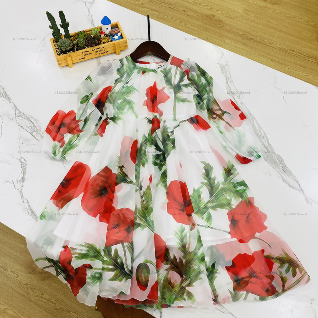 New girls dress Round collar princess dress kids designer clothes Lace material partydress baby autumn skirt A222X06N050