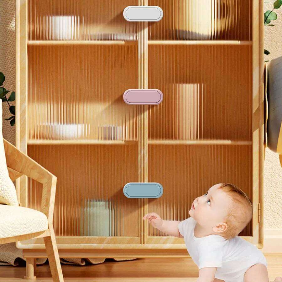 1pcs Child Safety Baby Protection Anti-pinch Hand Cabinet Door Locks Multifunctional Punch-free Drawer Refrigerator Lock